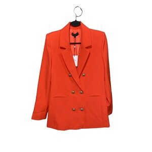 Generation Love Women's Leighton Crepe Blazer SMALL Papaya Gold Buttons‎ Career